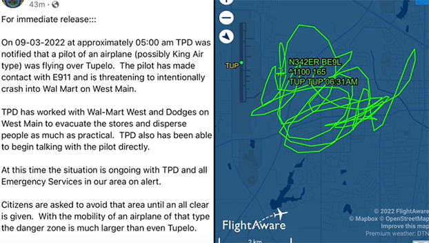 Pilot Lands After Threatening to Crash Into Mississippi Walmart